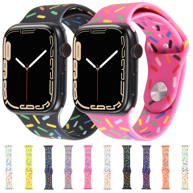 Rainbow Raindrops Silicone Watch Band For Apple Watch 9 45mm(Dark Purple)