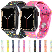 Rainbow Raindrops Silicone Watch Band For Apple Watch 9 45mm(Dark Purple)