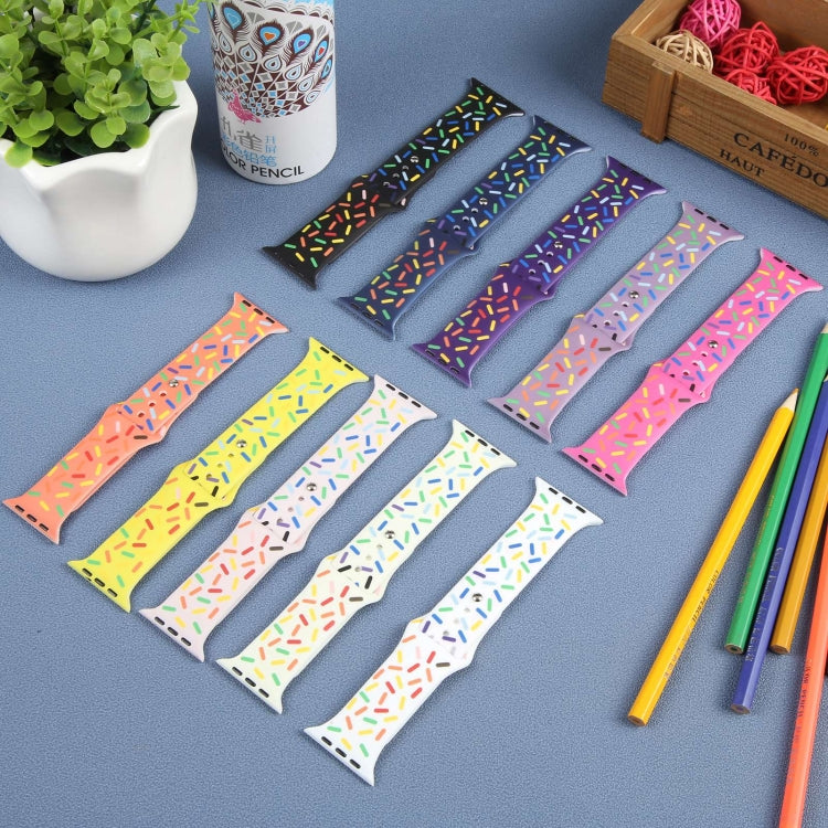 Rainbow Raindrops Silicone Watch Band For Apple Watch 9 45mm(Yellow)