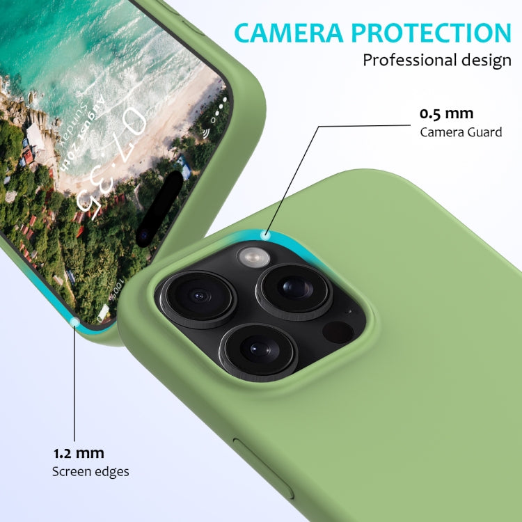For iPhone 16 Pro Max Solid Color Silicone Phone Case(Mint Green)