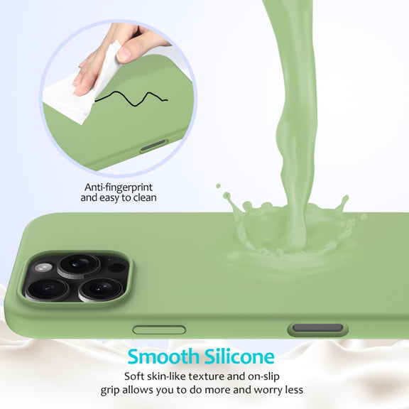 For iPhone 16 Pro Max Solid Color Silicone Phone Case(Mint Green)