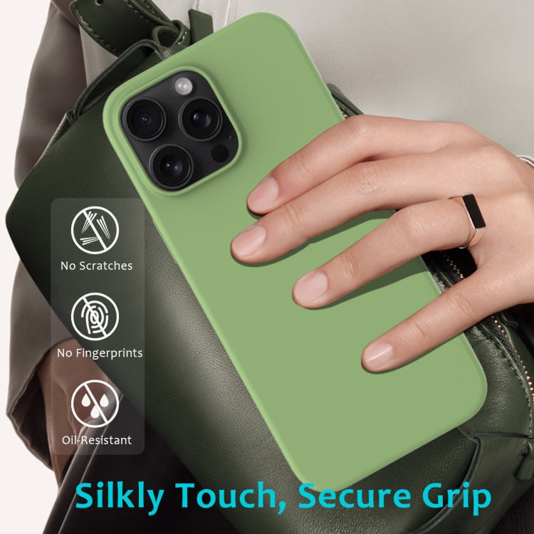 For iPhone 16 Pro Max Solid Color Silicone Phone Case(Mint Green)