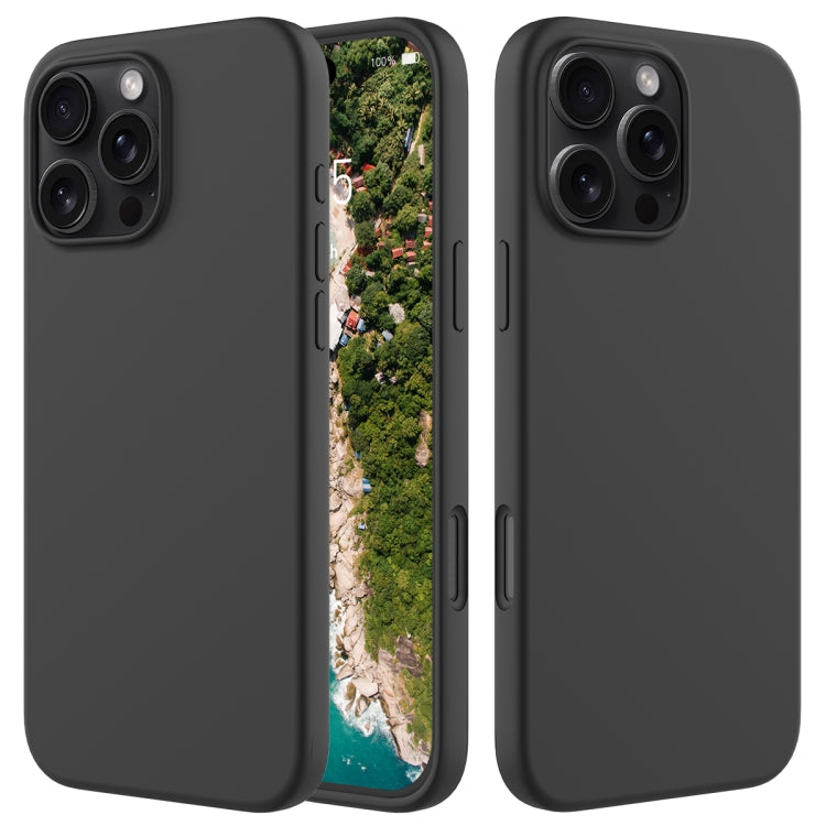 For iPhone 16 Pro Max Solid Color Silicone Phone Case(Black)