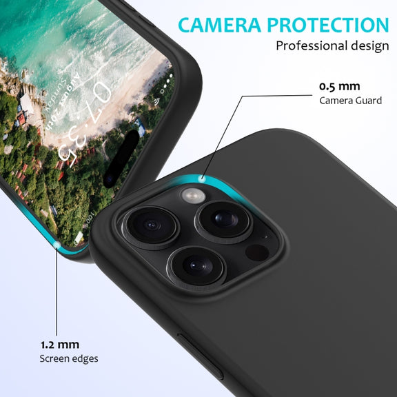 For iPhone 16 Pro Max Solid Color Silicone Phone Case(Black)