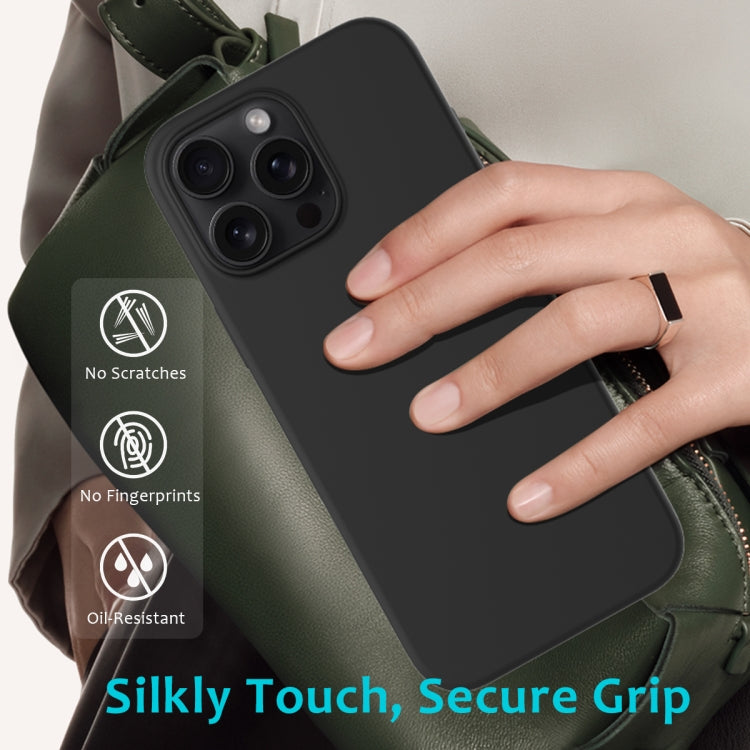 For iPhone 16 Pro Max Solid Color Silicone Phone Case(Black)