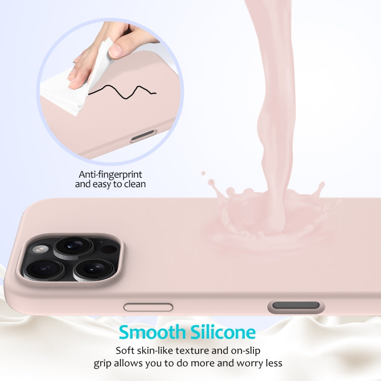For iPhone 16 Pro Max Solid Color Silicone Phone Case(Sand Pink)