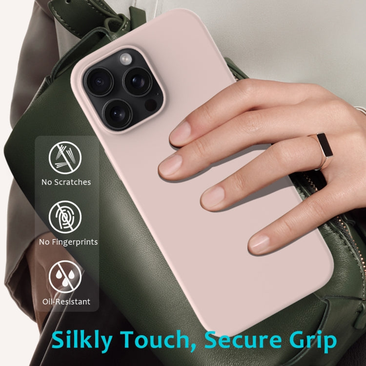 For iPhone 16 Pro Max Solid Color Silicone Phone Case(Sand Pink)