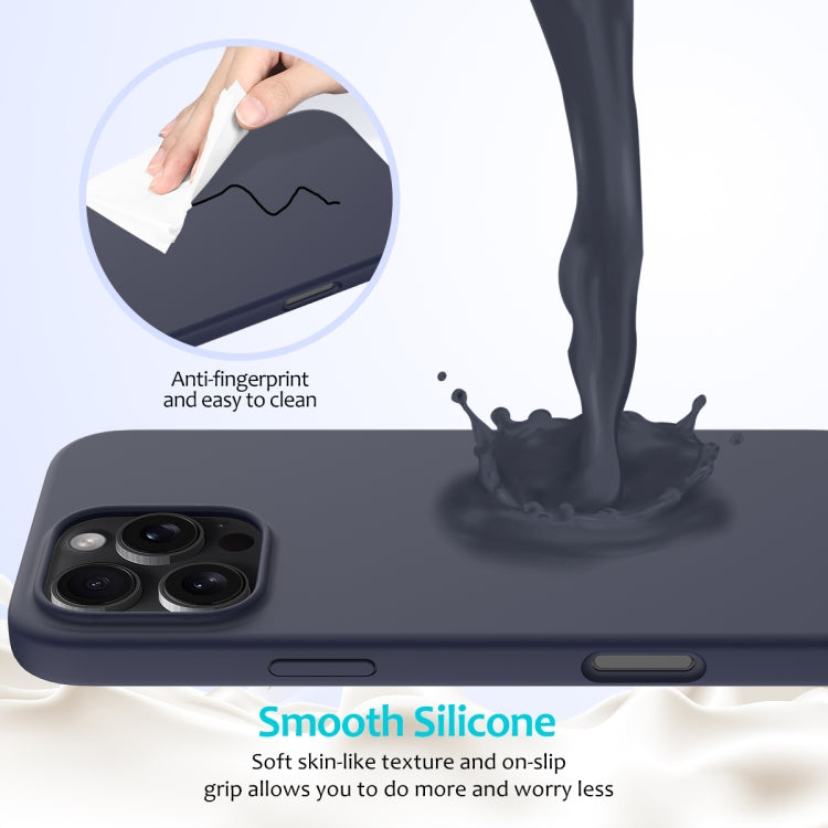 For iPhone 16 Pro Max Solid Color Silicone Phone Case(Midnight Blue)