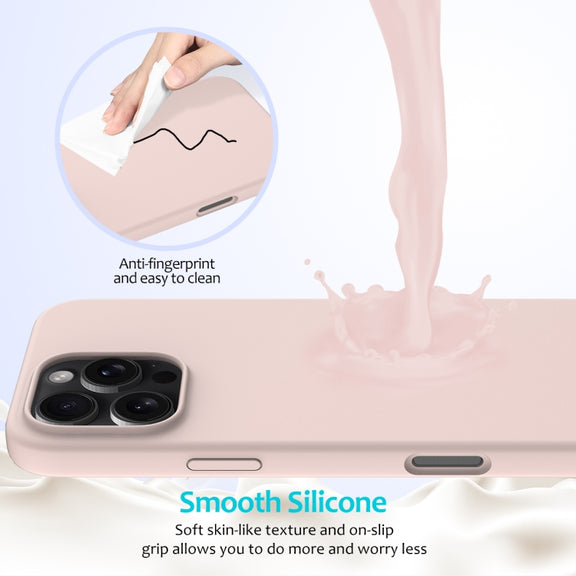 For iPhone 16 Pro Solid Color Silicone Phone Case(Sand Pink)