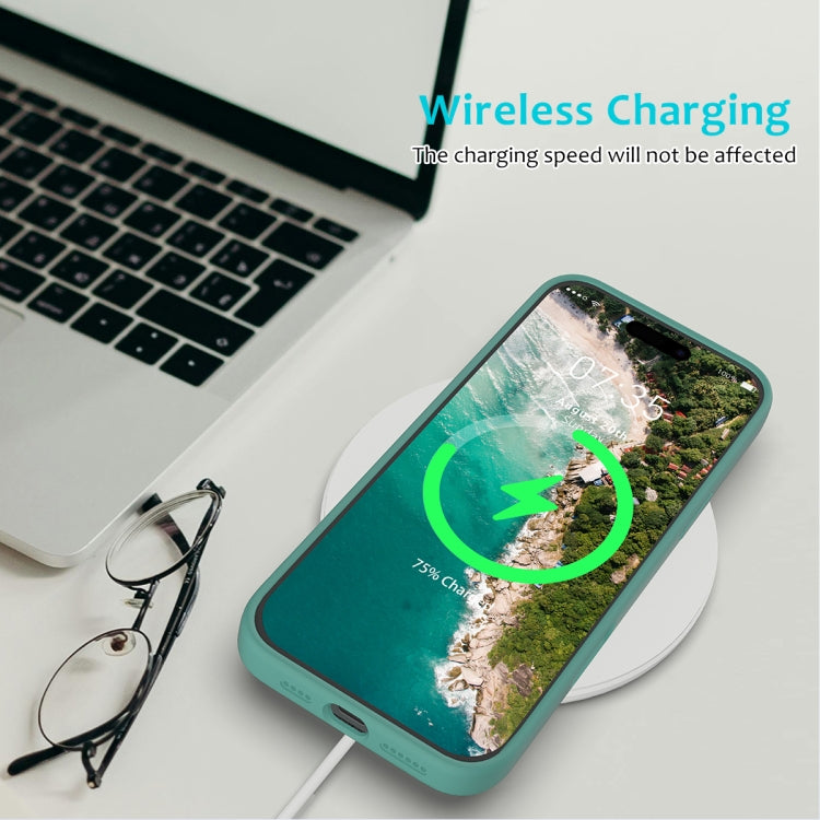 For iPhone 16 Pro Solid Color Silicone Phone Case(Pine Needle Green)