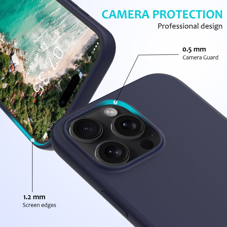For iPhone 16 Pro Solid Color Silicone Phone Case(Midnight Blue)