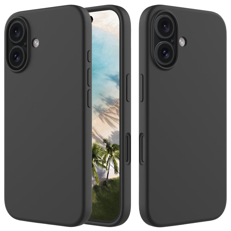 For iPhone 16 Plus Solid Color Silicone Phone Case(Black)