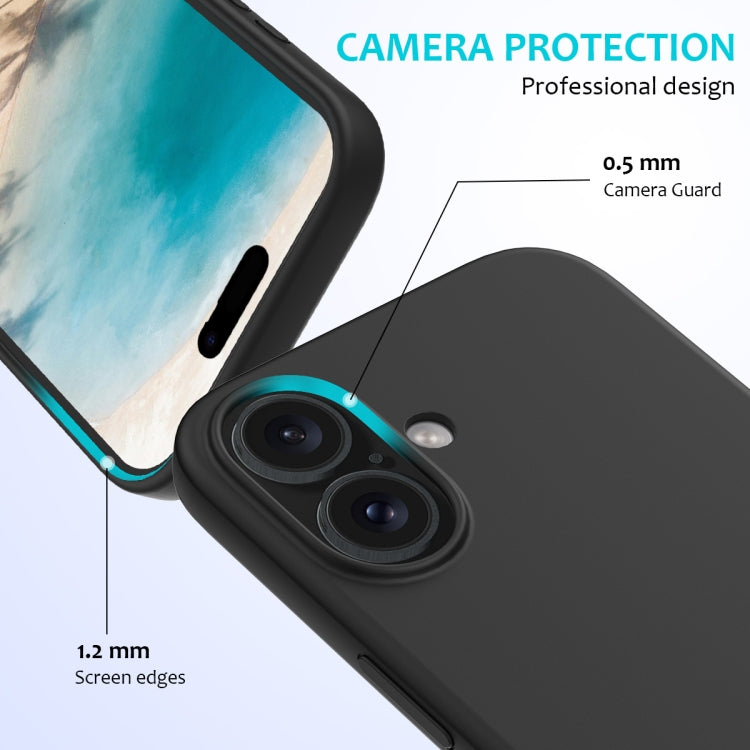 For iPhone 16 Plus Solid Color Silicone Phone Case(Black)