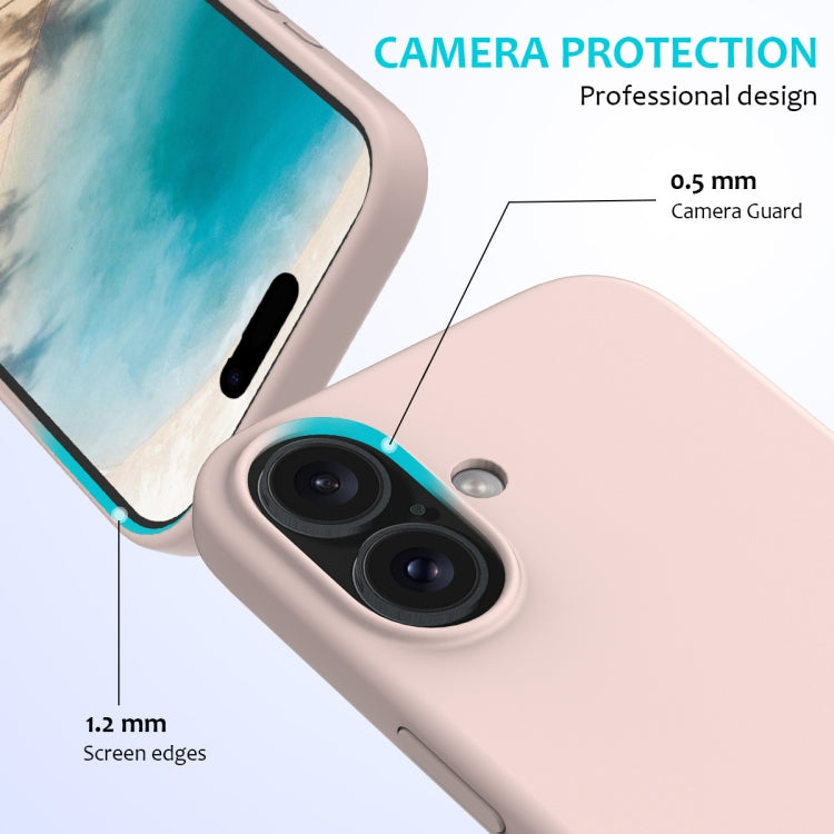 For iPhone 16 Plus Solid Color Silicone Phone Case(Sand Pink)