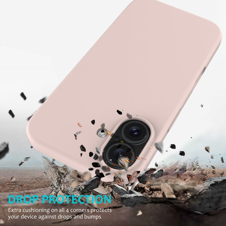 For iPhone 16 Plus Solid Color Silicone Phone Case(Sand Pink)