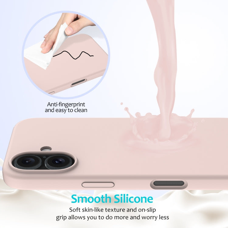 For iPhone 16 Plus Solid Color Silicone Phone Case(Sand Pink)