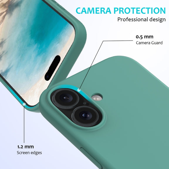 For iPhone 16 Plus Solid Color Silicone Phone Case(Pine Needle Green)