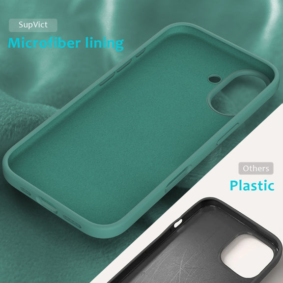 For iPhone 16 Plus Solid Color Silicone Phone Case(Pine Needle Green)