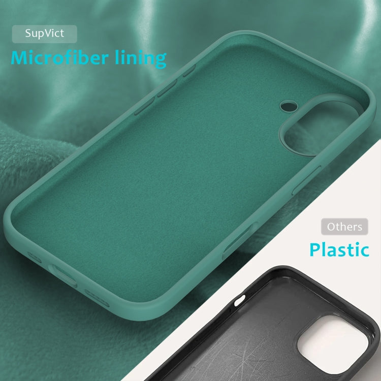 For iPhone 16 Plus Solid Color Silicone Phone Case(Pine Needle Green)
