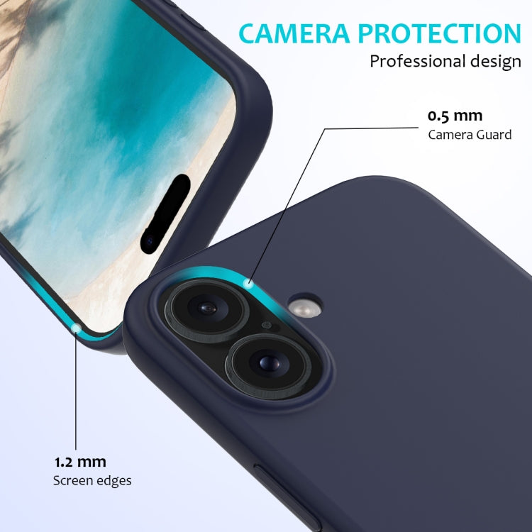 For iPhone 16 Plus Solid Color Silicone Phone Case(Midnight Blue)