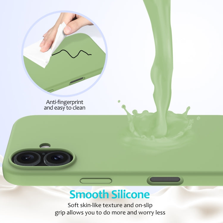 For iPhone 16 Solid Color Silicone Phone Case(Mint Green)