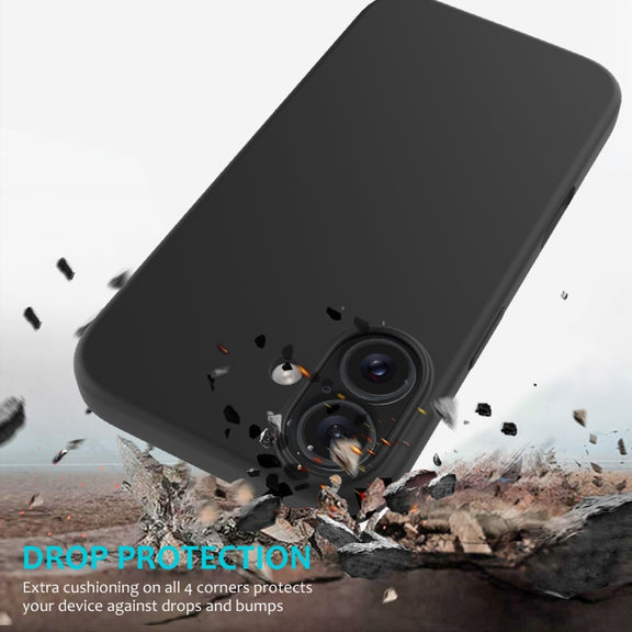 For iPhone 16 Solid Color Silicone Phone Case(Black)