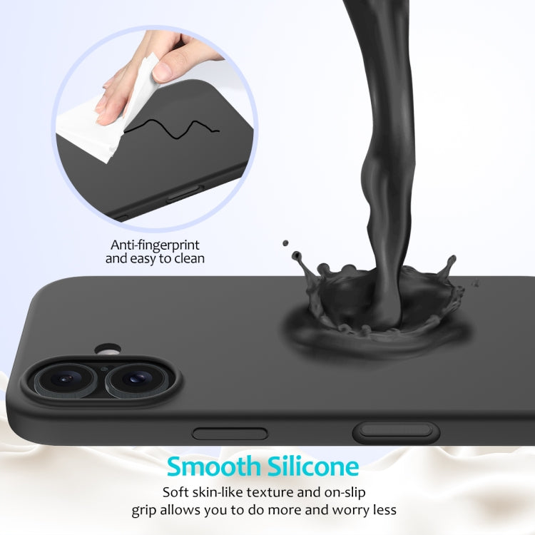 For iPhone 16 Solid Color Silicone Phone Case(Black)