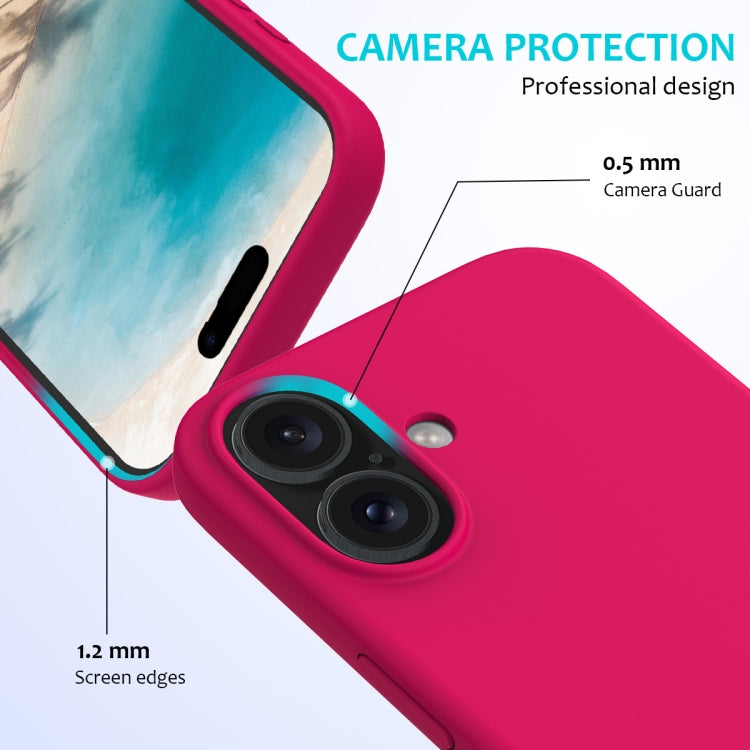 For iPhone 16 Solid Color Silicone Phone Case(Rose Red)