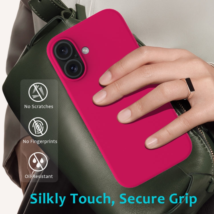 For iPhone 16 Solid Color Silicone Phone Case(Rose Red)