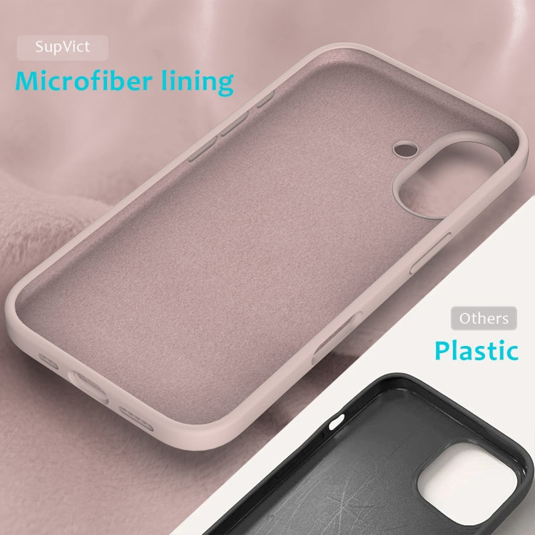 For iPhone 16 Solid Color Silicone Phone Case(Sand Pink)
