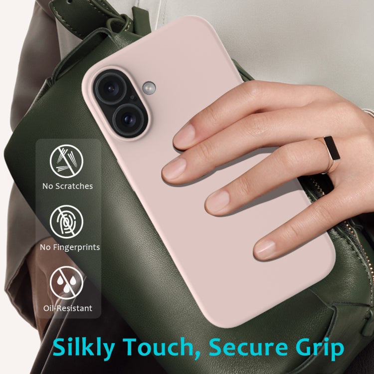 For iPhone 16 Solid Color Silicone Phone Case(Sand Pink)