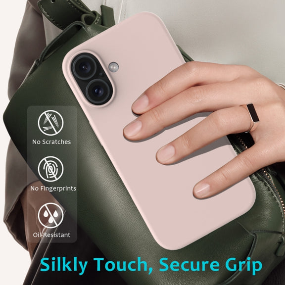 For iPhone 16 Solid Color Silicone Phone Case(Sand Pink)