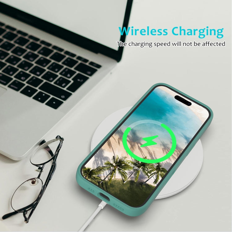 For iPhone 16 Solid Color Silicone Phone Case(Pine Needle Green)