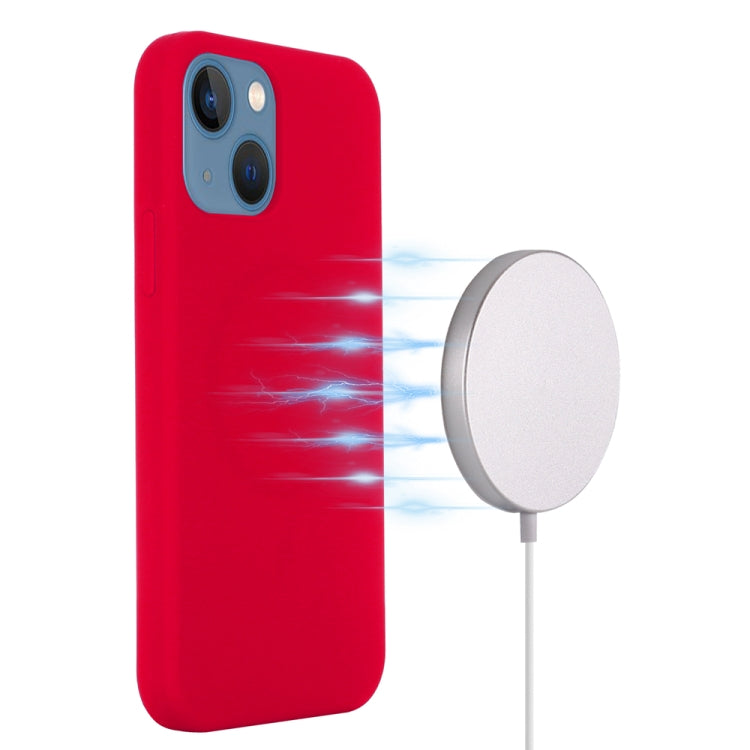 For iPhone 15 Plus Shockproof Silicone Magsafe Phone Case(Red)
