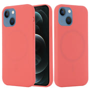 For iPhone 15 Shockproof Silicone Magsafe Phone Case(Pink Orange)