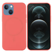 For iPhone 15 Shockproof Silicone Magsafe Phone Case(Pink Orange)