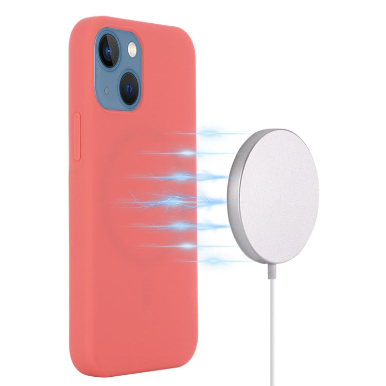 For iPhone 15 Shockproof Silicone Magsafe Phone Case(Pink Orange)
