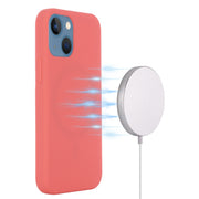 For iPhone 15 Shockproof Silicone Magsafe Phone Case(Pink Orange)