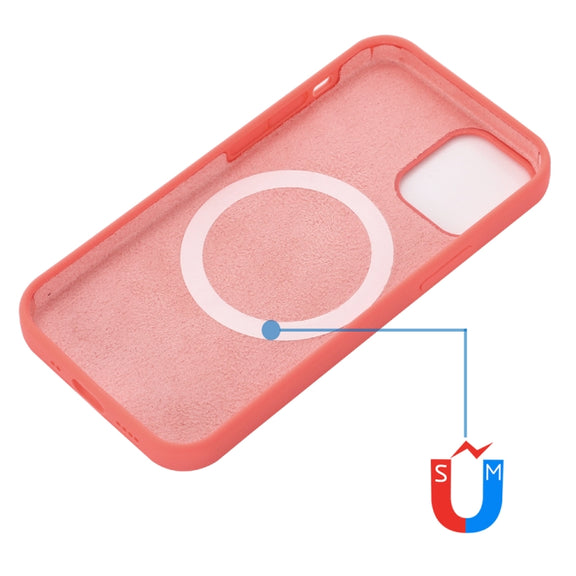 For iPhone 15 Shockproof Silicone Magsafe Phone Case(Pink Orange)