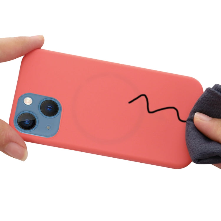 For iPhone 15 Shockproof Silicone Magsafe Phone Case(Pink Orange)