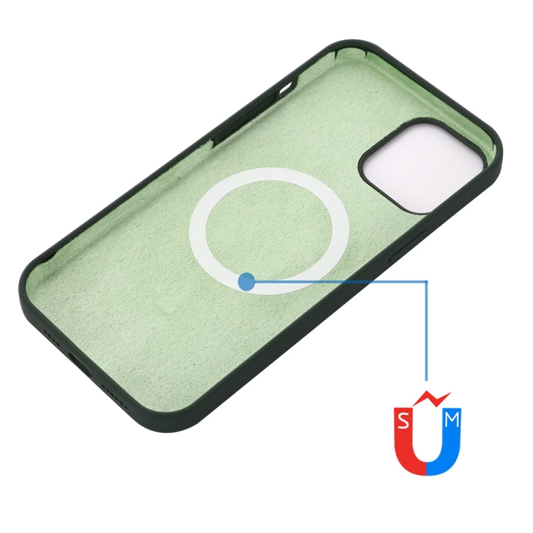 For iPhone 15 Shockproof Silicone Magsafe Phone Case(Dark Green)