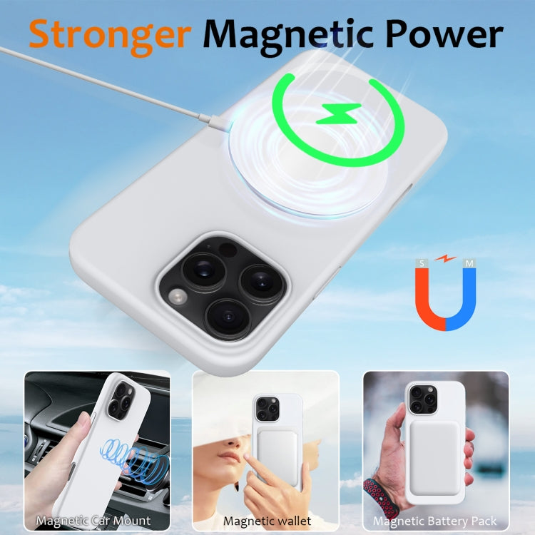 For iPhone 16 Pro Max Shockproof Silicone Magsafe Phone Case(White)