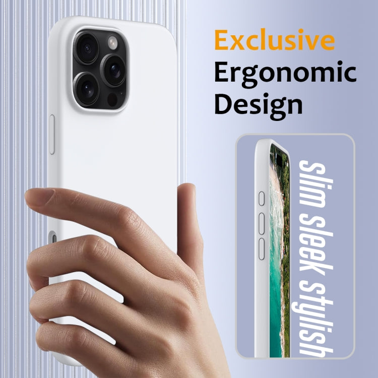For iPhone 16 Pro Max Shockproof Silicone Magsafe Phone Case(White)