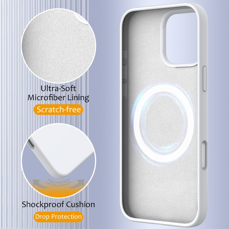 For iPhone 16 Pro Max Shockproof Silicone Magsafe Phone Case(White)