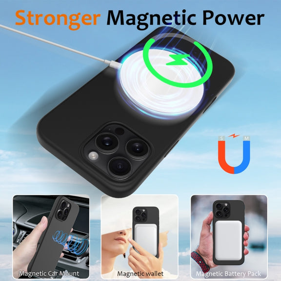 For iPhone 16 Pro Max Shockproof Silicone Magsafe Phone Case(Black)