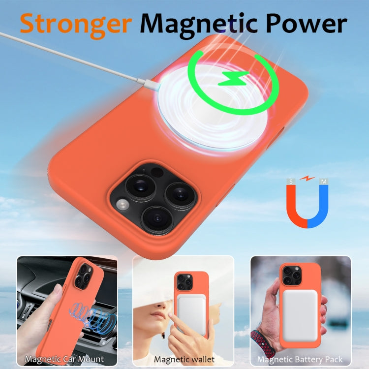 For iPhone 16 Pro Max Shockproof Silicone Magsafe Phone Case(Gold Orange)