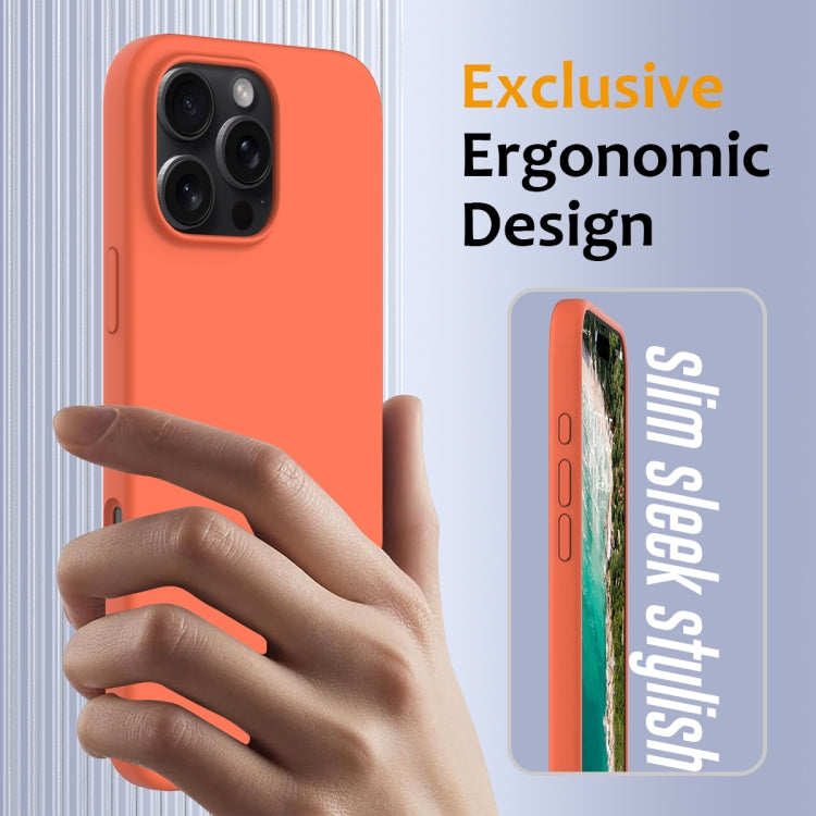 For iPhone 16 Pro Max Shockproof Silicone Magsafe Phone Case(Gold Orange)