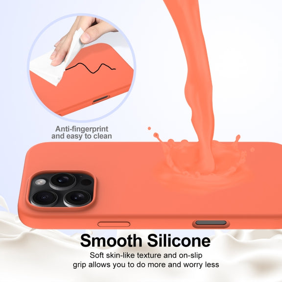 For iPhone 16 Pro Max Shockproof Silicone Magsafe Phone Case(Gold Orange)