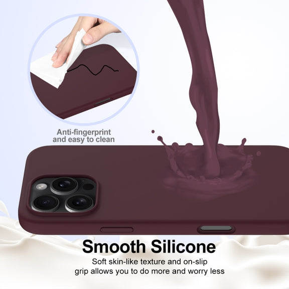 For iPhone 16 Pro Max Shockproof Silicone Magsafe Phone Case(Plum Color)