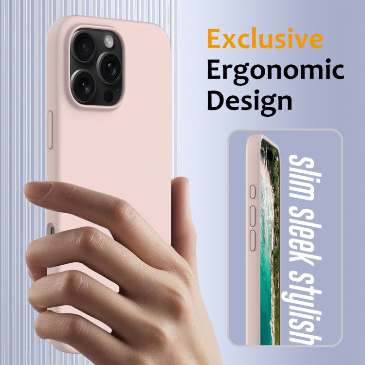 For iPhone 16 Pro Max Shockproof Silicone Magsafe Phone Case(Sand Pink)